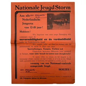 Original 1930s Dutch Nationale Jeugdstorm poster Hilversum