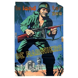 Original WWII Dutch poster 'Te Land, Ter Zee, De Mariniers' …