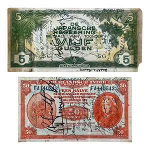 Original WWII Dutch-Indies banknotes with Allied soldiers autographs
