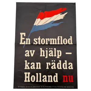 Original WWII Swedish-Dutch relief and support poster 1945