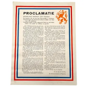 Original WWII Dutch proclamation liberation poster