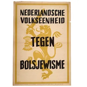 Original WWII Dutch NSB poster 'Nederlandsche Volkseenheid tegen Bolsjewisme'