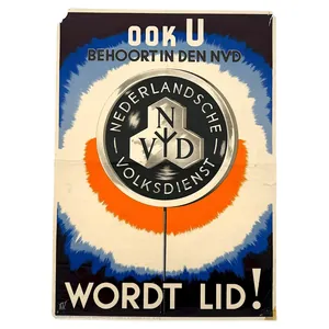 Original WWII Dutch Nederlandsche Volksdienst NVD poster