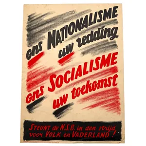Original WWII Dutch NSB poster 'ons Nationalisme – uw redding'
