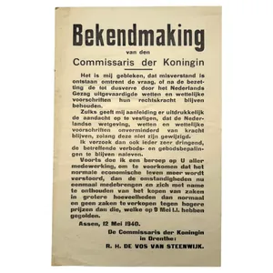 Original WWII Dutch poster Assen May 1940