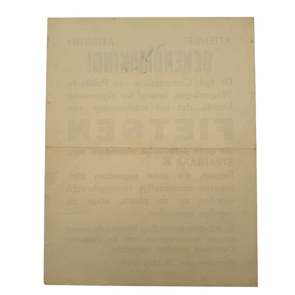 Original WWII Dutch poster Wageningen May 1940 — image 3