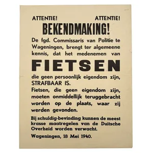 Original WWII Dutch poster Wageningen May 1940