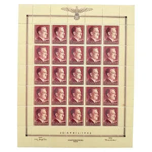 Original WWII German Adolf Hitler stamp sheet 20 April 1942