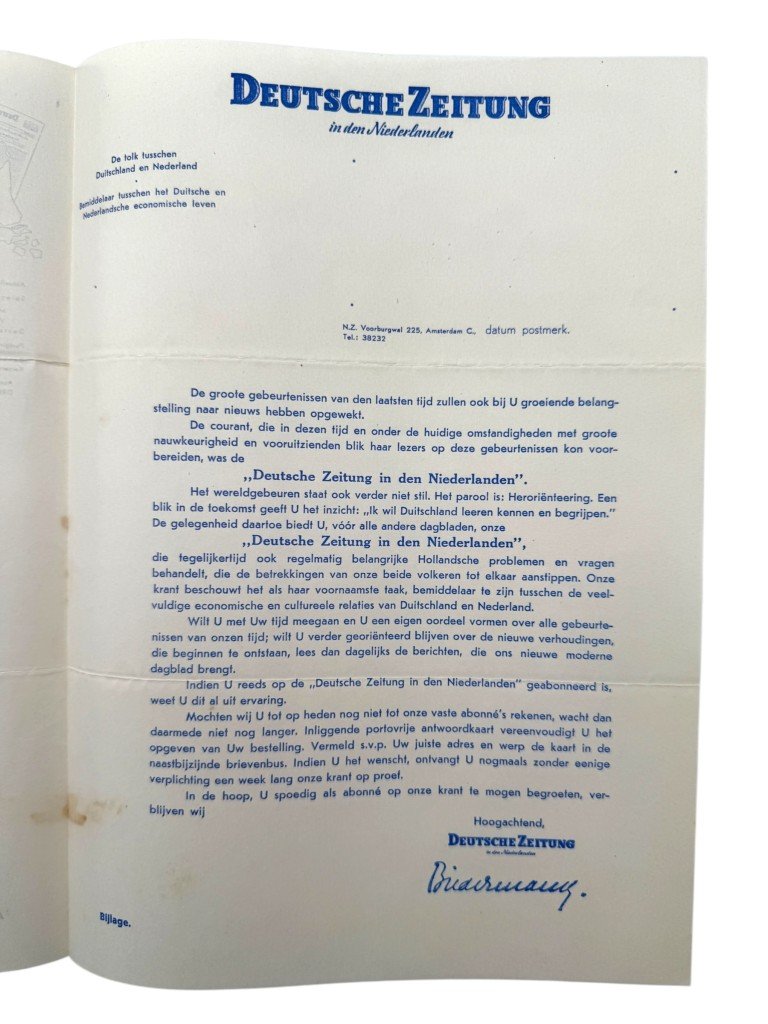 Original WWII Deutsche Zeitung in der Niederlanden flyer with envelope — image 3