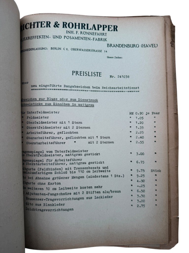 Original WWII German Richter & Rohrlapper catalogue and price list — image 17