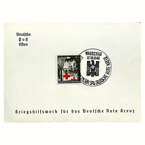 Original WWII German postcard with DRK charity stamp – Warsaw …