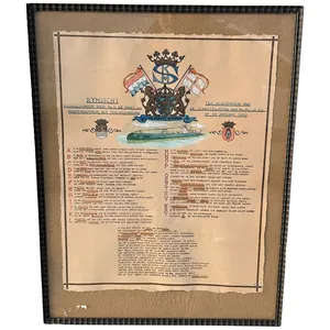 Original Dutch Navy citation commemorating the launch of Hr.Ms. O …