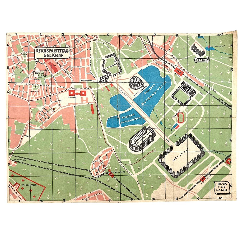 Original 1930s German Reichsparteitag map of Nuremberg