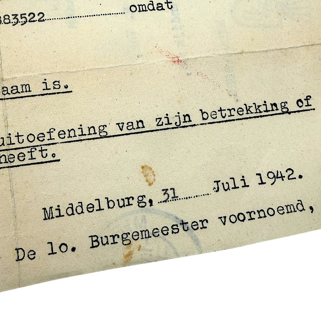Original WWII Dutch requisition bicycle card Middelburg 1942 (Zeeland) — image 2