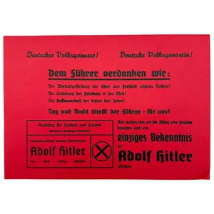 Original 1930s German NSDAP propaganda elections flyer