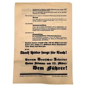 Original 1930s NSDAP German propaganda elections leaflet