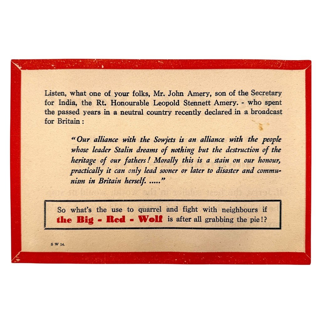 Original WWII German propaganda leaflet 'Why die for Stalin?' — image 2