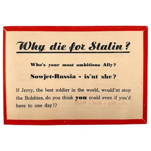 Original WWII German propaganda leaflet 'Why die for Stalin?'