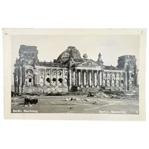 Original 1945 German postcard of destroyed Reichstag in Berlin