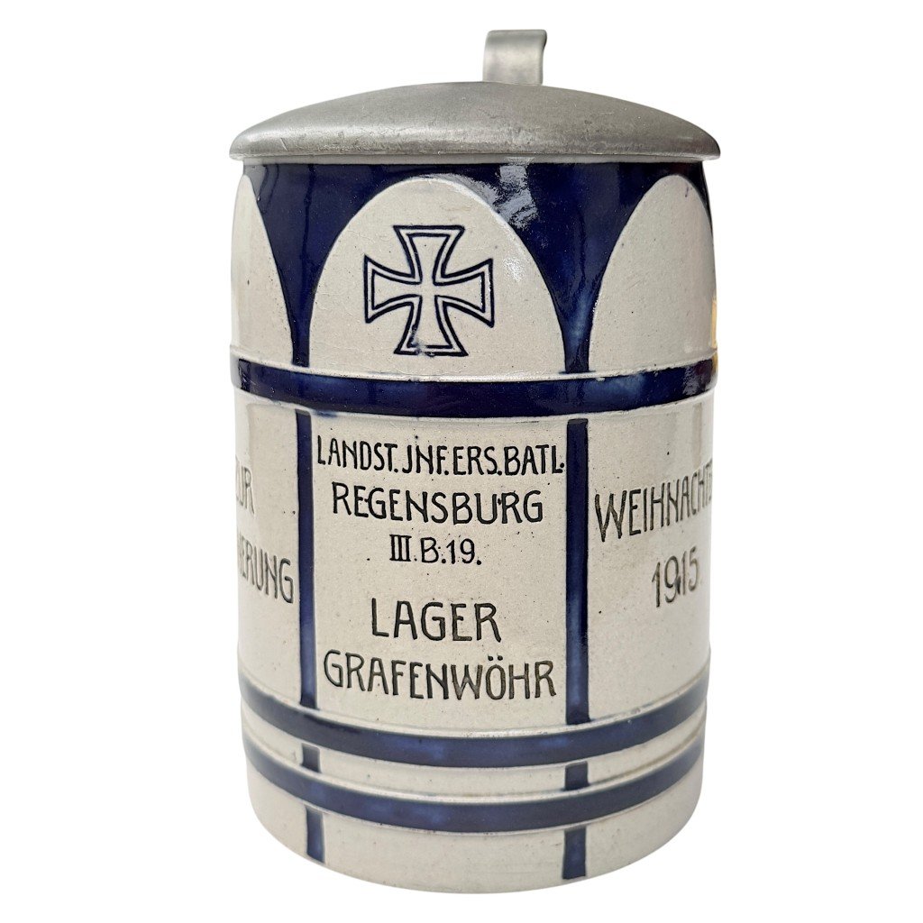 Original WW1 German Landsturm Infanterie Ersatz Bataillon III B.19. Regensburg beer mug — image 2