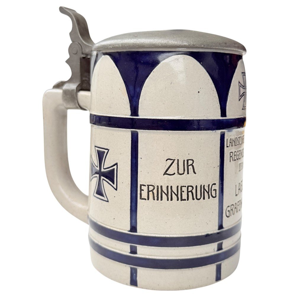 Original WW1 German Landsturm Infanterie Ersatz Bataillon III B.19. Regensburg beer mug — image 3