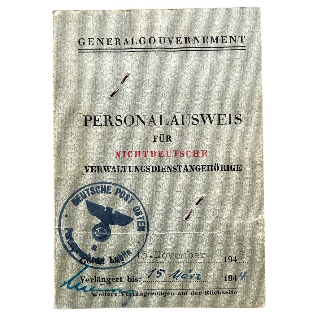 Original WWII German collaboration Personalausweis für Nichtdeutsche verwaltungsdienstangehörige