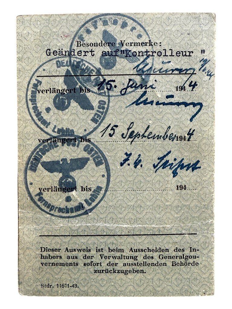Original WWII German collaboration Personalausweis für Nichtdeutsche verwaltungsdienstangehörige — image 3