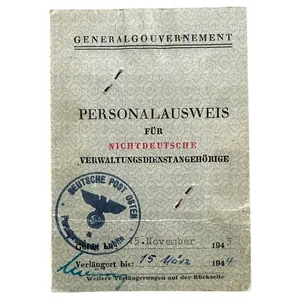 Original WWII German collaboration Personalausweis für Nichtdeutsche verwaltungsdienstangehörige