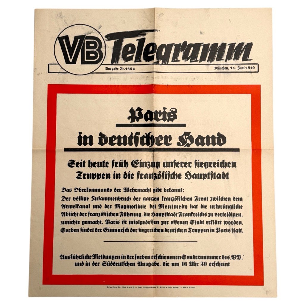 Original WWII German poster 'Capture of Paris'