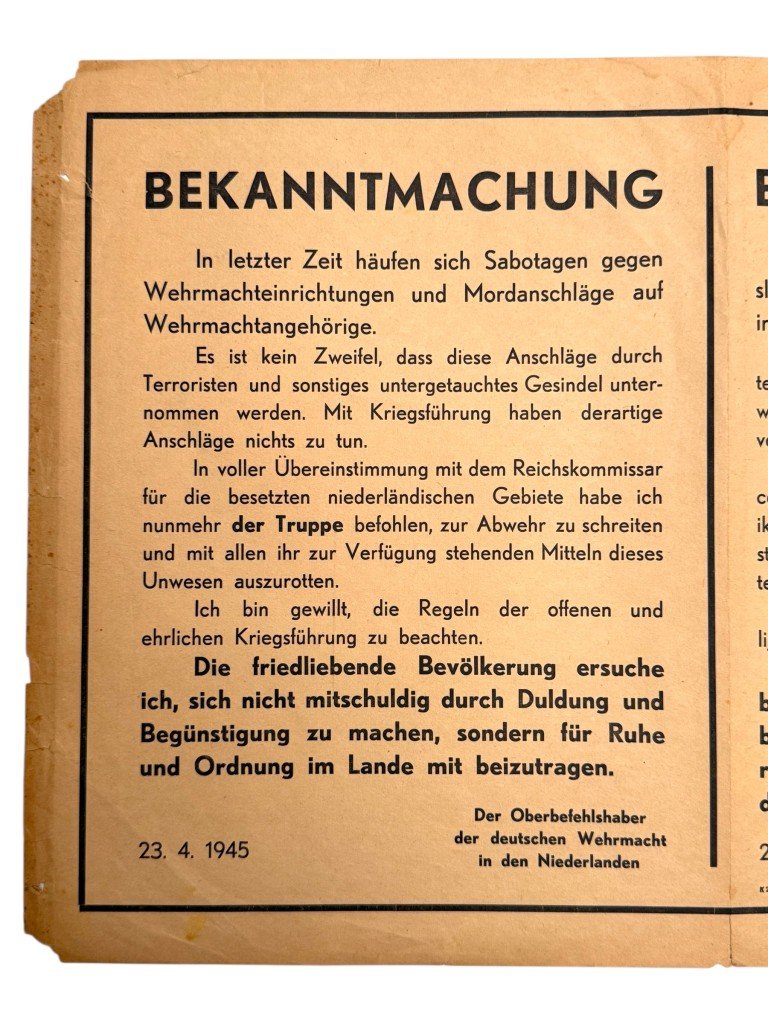 Original WWII Dutch announcement poster — image 2
