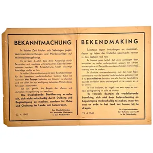 Original WWII Dutch announcement poster