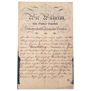 Original 1902 German appointment document hand signed by Kaiser Wilhelm …