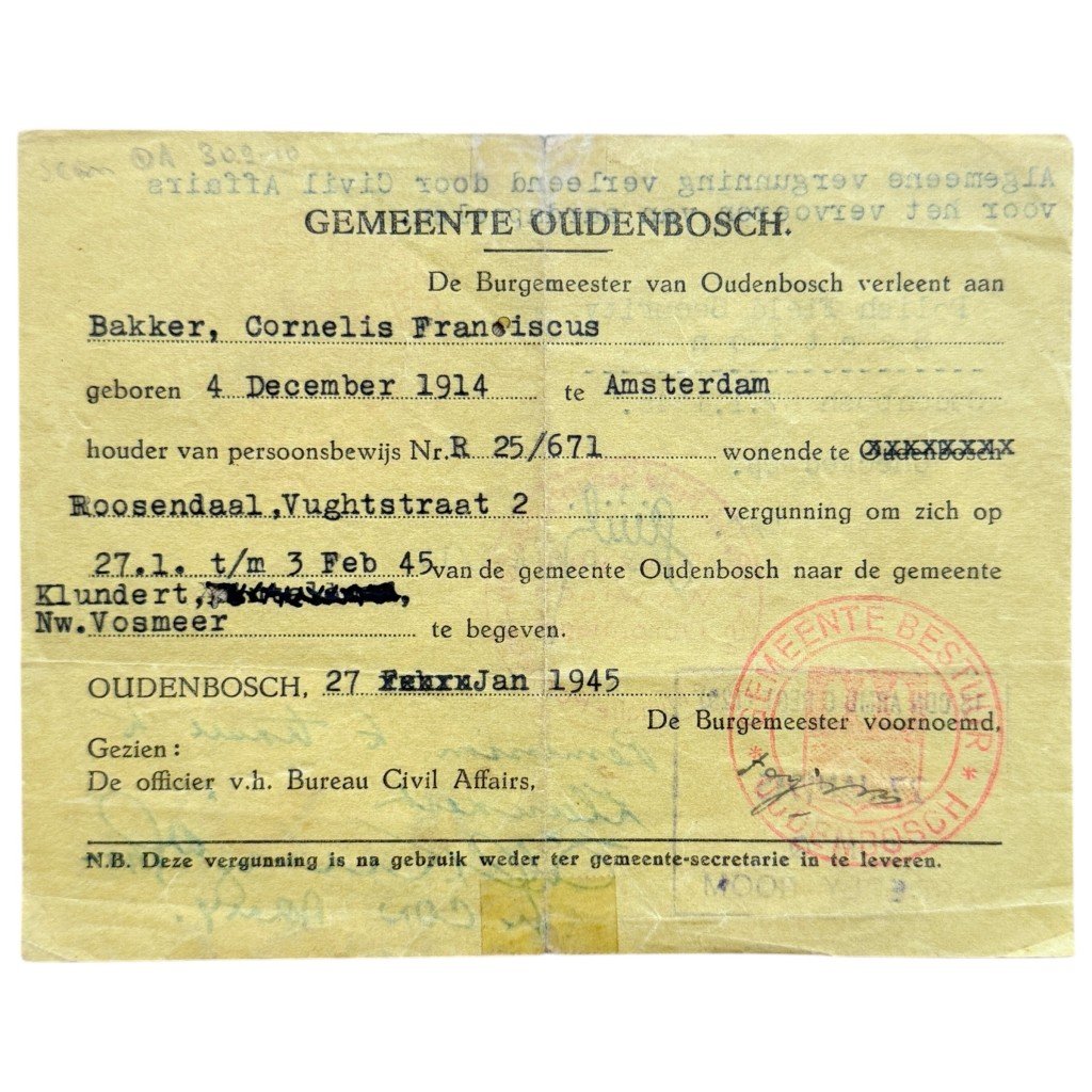 Original WWII Dutch document Oudenbosch (1st Polish Field Security section) Roosendaal – Klundert – Nieuw-Vossemeer — image 2