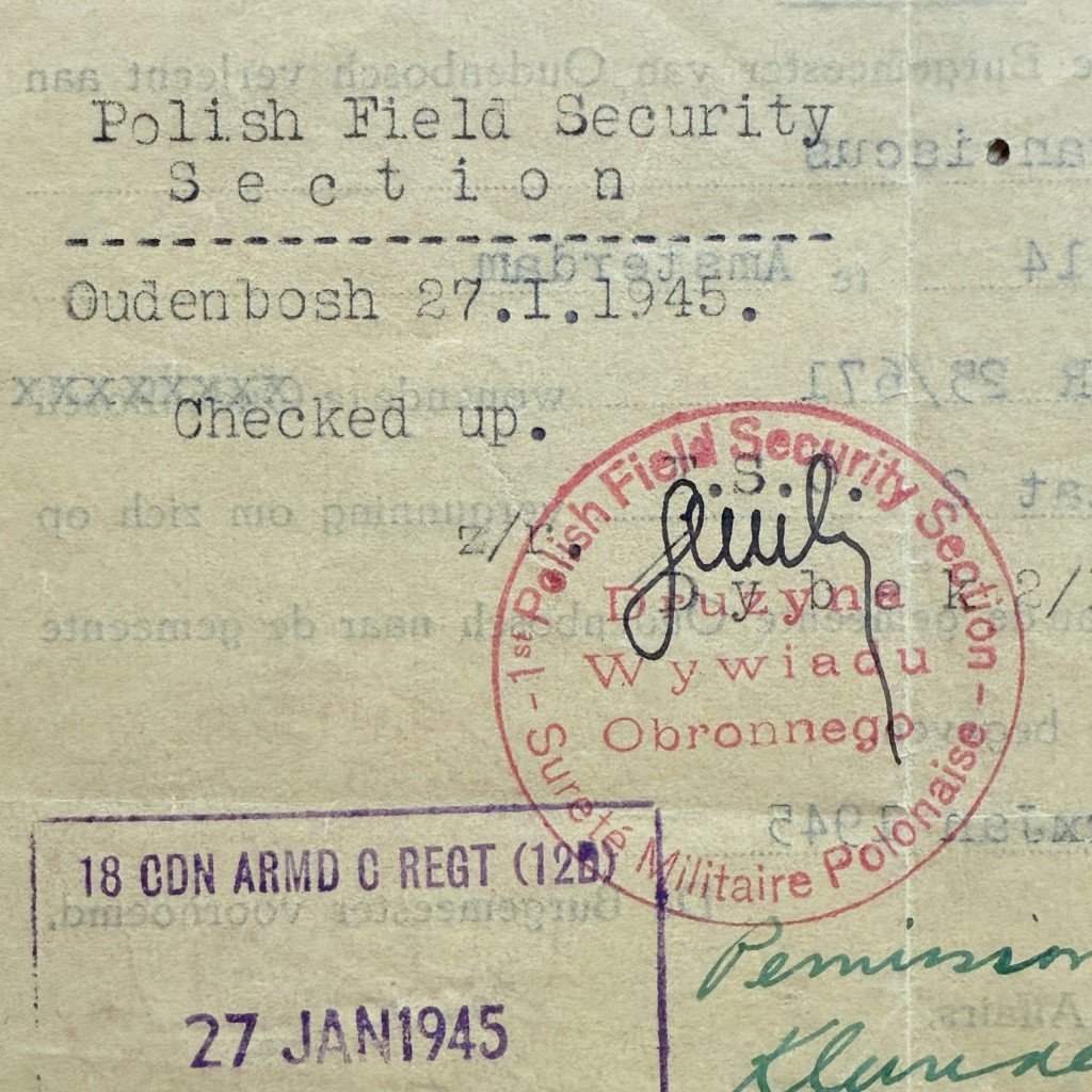 Original WWII Dutch document Oudenbosch (1st Polish Field Security section) Roosendaal – Klundert – Nieuw-Vossemeer — image 3