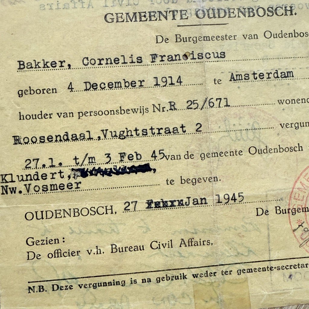 Original WWII Dutch document Oudenbosch (1st Polish Field Security section) Roosendaal – Klundert – Nieuw-Vossemeer — image 5