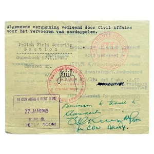 Original WWII Dutch document Oudenbosch (1st Polish Field Security section) …