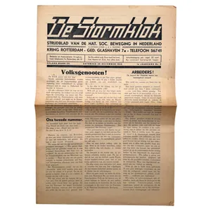 Original 1933 Dutch NSB local newspaper 'De Stormklok' Rotterdam