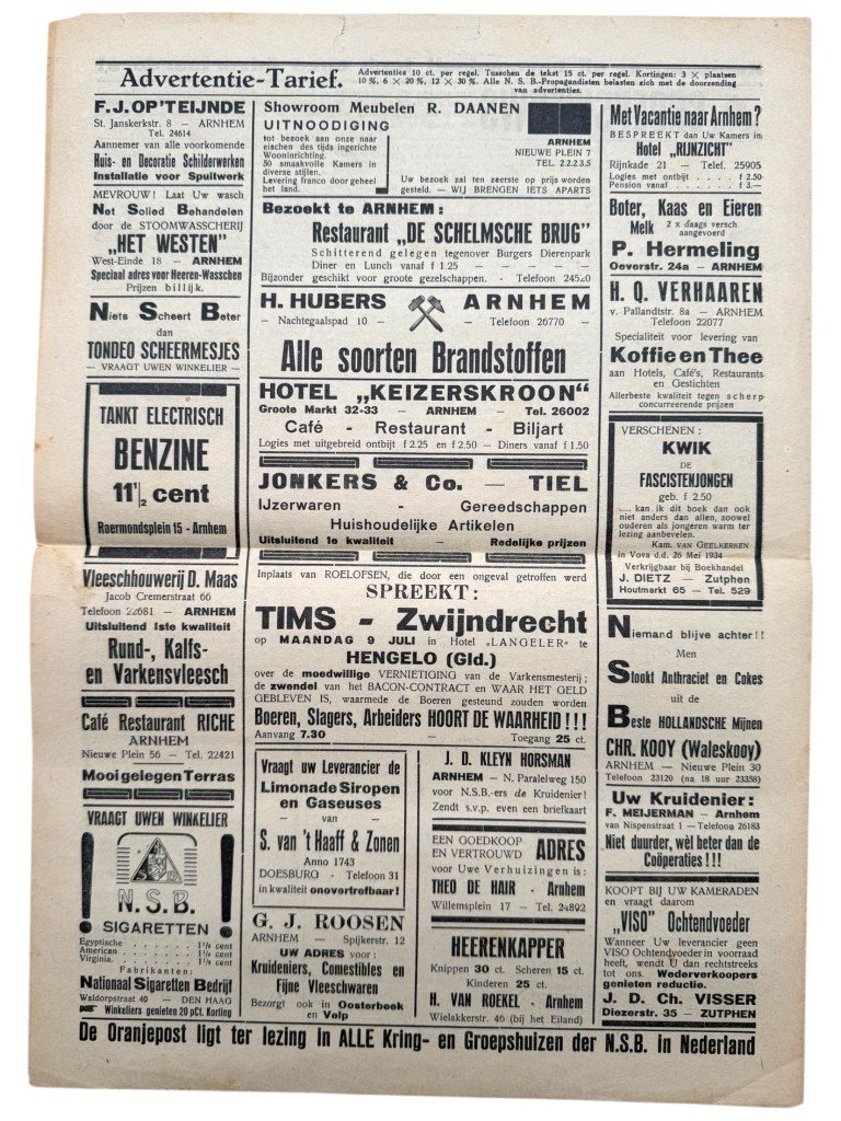 Original 1934 Dutch NSB local newspaper 'De Oranjepost' Gelderland — image 4