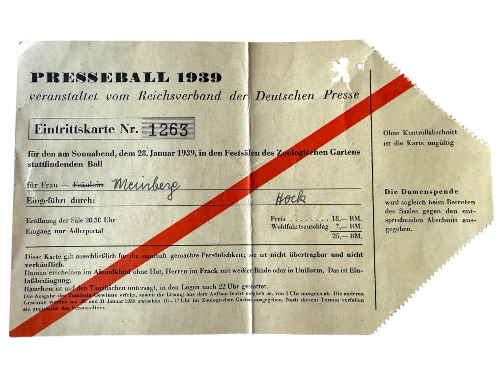 Original WWII German admission and membership cards Reichsverband der Deutschen Presse 1939 in Berlin — image 4