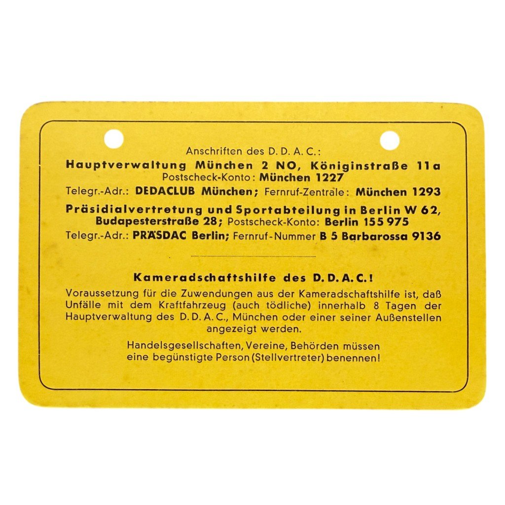 Original WWII German DDAC memberships card Uhlenmühlen near Verden (Aller) — image 2