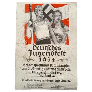 Original 1934 German Hitlerjugend citation