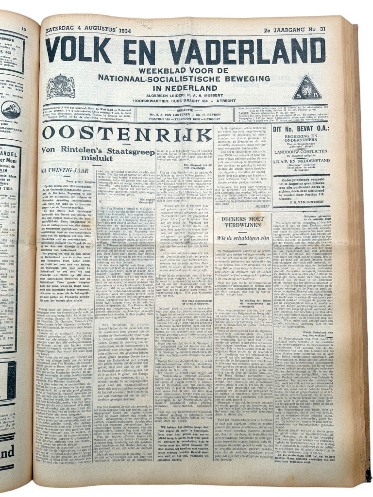 Original 1934 Dutch NSB bound volume of Volk en Vaderland newspaper — image 21