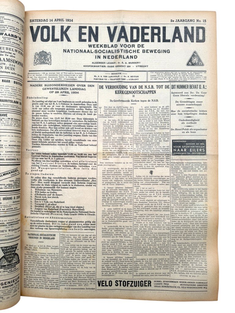 Original 1934 Dutch NSB bound volume of Volk en Vaderland newspaper — image 24