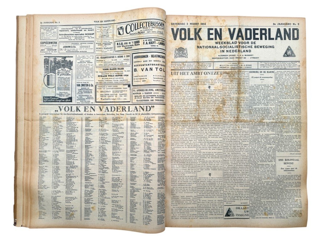 Original 1934 Dutch NSB bound volume of Volk en Vaderland newspaper — image 28