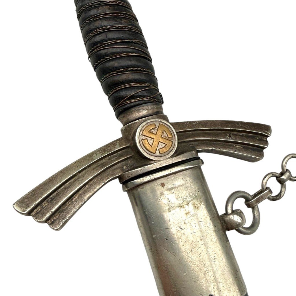 Original WWII German Luftwaffe early 1st model nickel silver borddolch — image 12