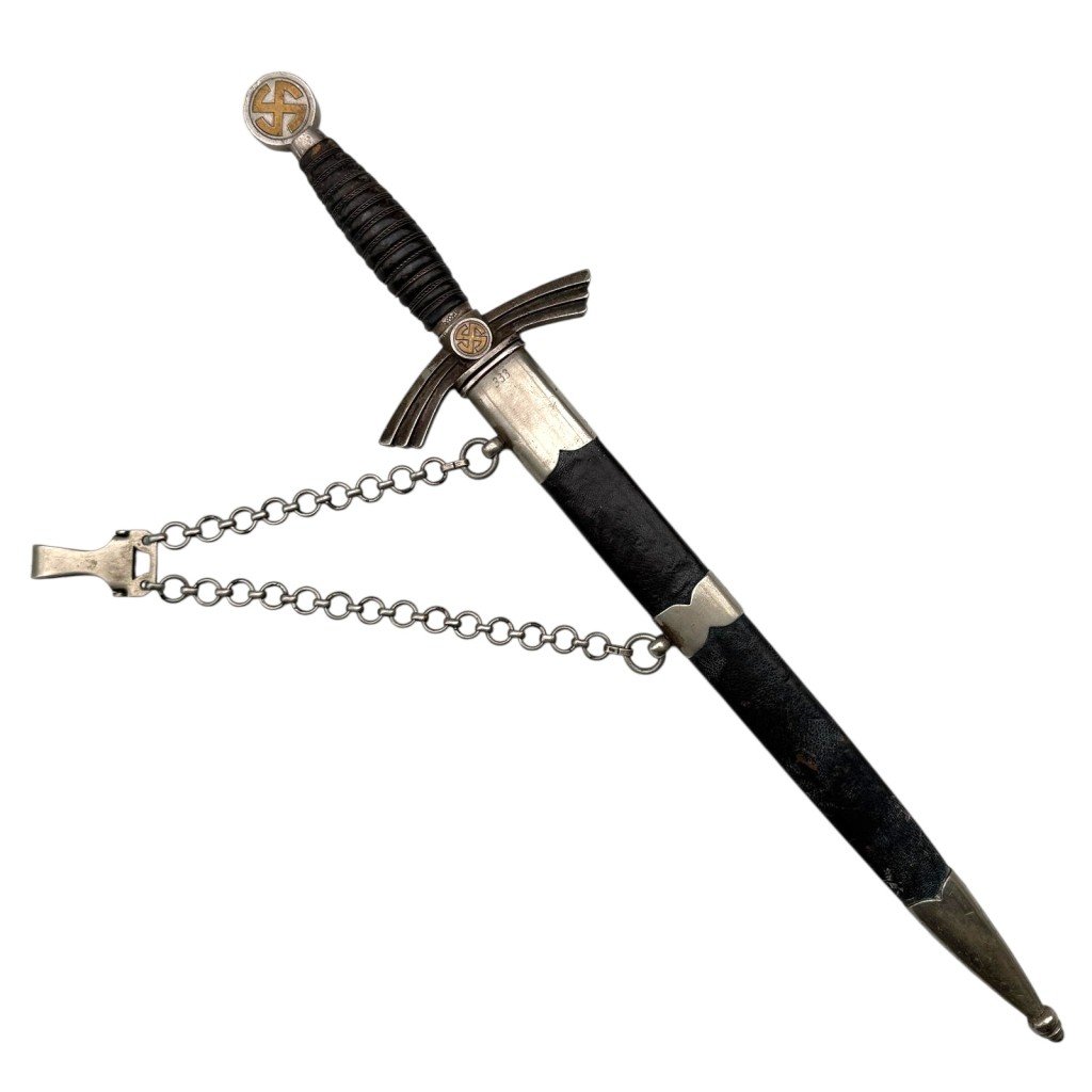 Original WWII German Luftwaffe early 1st model nickel silver borddolch — image 2