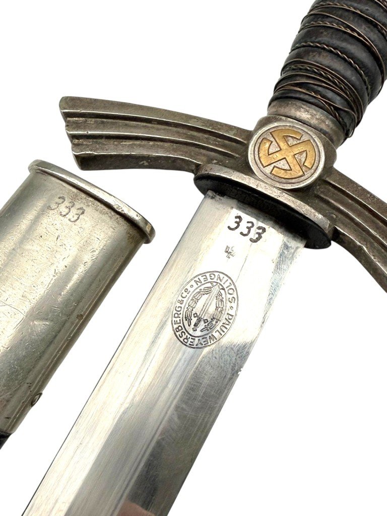 Original WWII German Luftwaffe early 1st model nickel silver borddolch — image 4