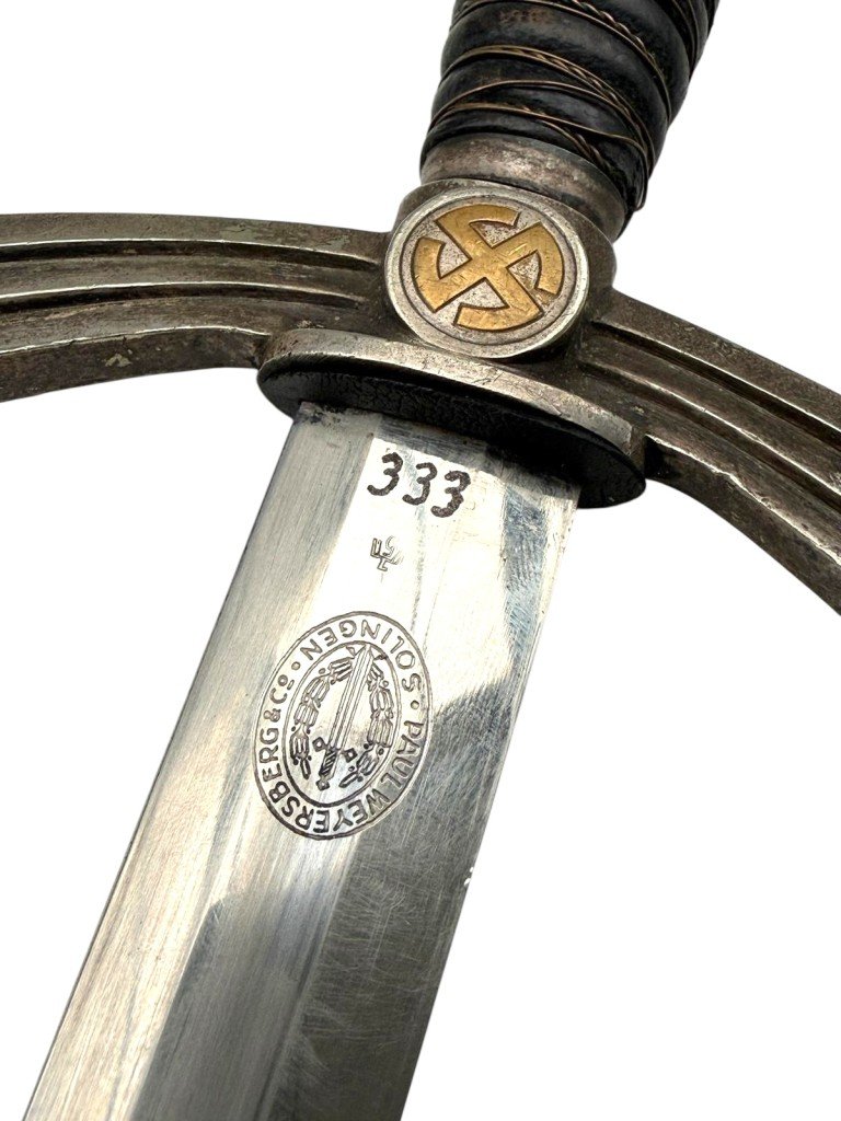 Original WWII German Luftwaffe early 1st model nickel silver borddolch — image 5