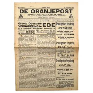 Original 1934 Dutch NSB local newspaper 'De Oranjepost' Gelderland and …