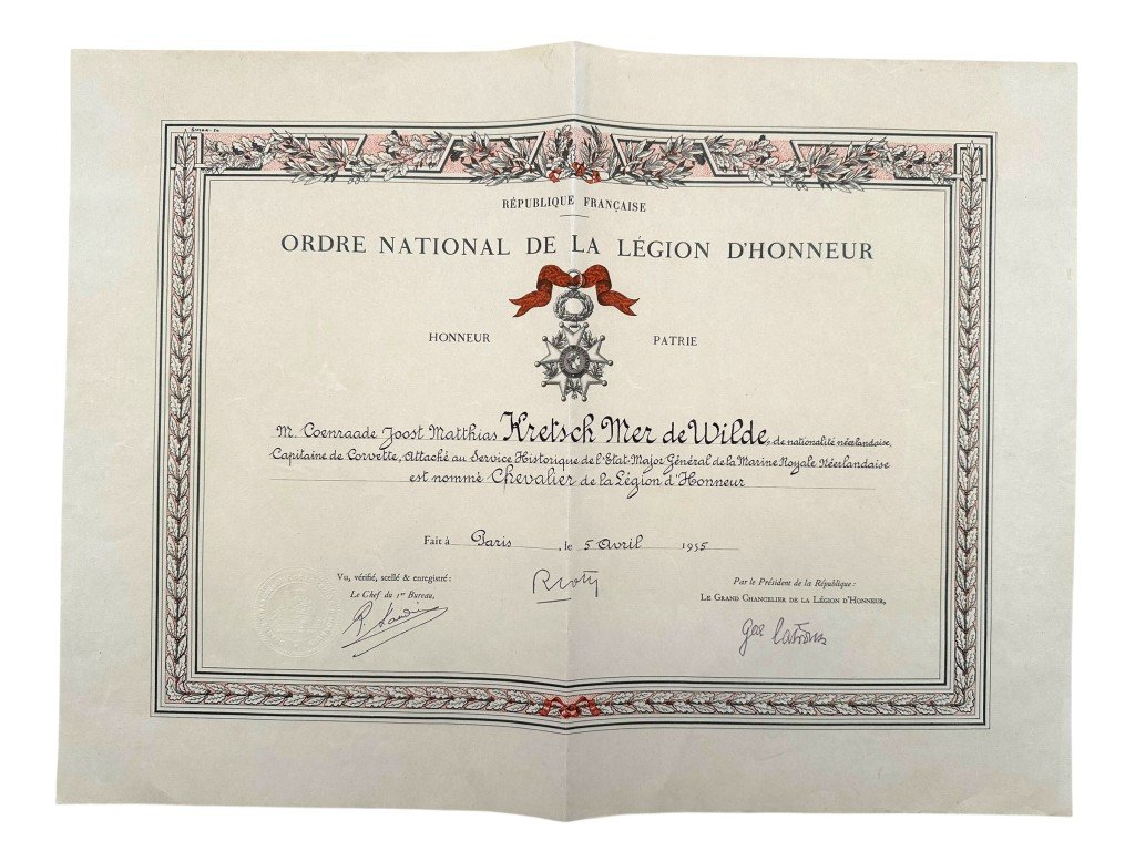 Original 1949-1957 Dutch certificate group named to C.J.M. Kretschmer de Wilde — image 6